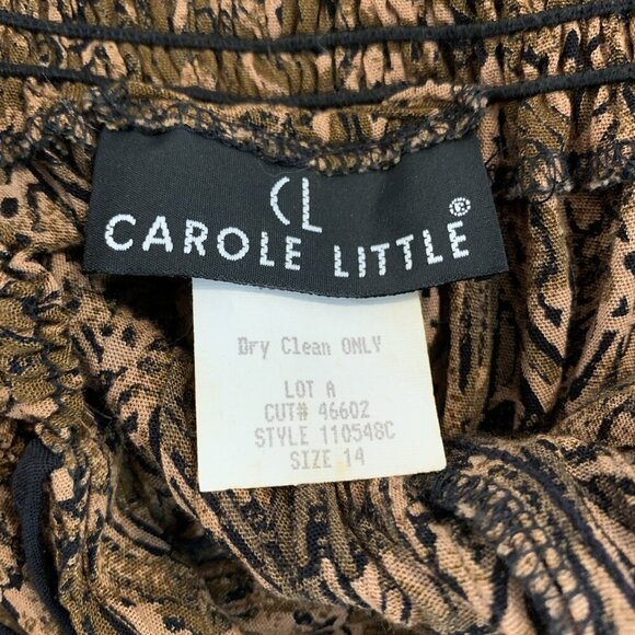 Vintage Carole Little Womens 14 Pants Pull On Rayon 80s Brown Beaded Boho Hippie - Picture 2 of 16